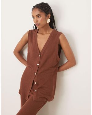 Nobody's Child Longline Textured Waistcoat - Brown
