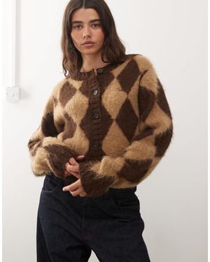 Collusion – flauschige strickjacke - Grün