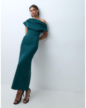 ASOS Gedrapeerde Maxi-Jurk Met Blote Schouders En Kokerpasvorm - Blauw