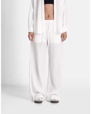 Sixth June Pantalones Blancos De Corte Ancho De Tejido Texturizado De