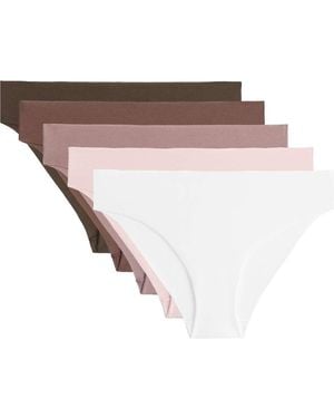 Oysho 5 Cotton Blend Seamless Classic Bikini Briefs - White