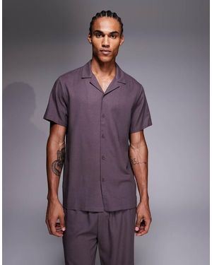 South Beach Short Sleeve Linen Shirt - Purple