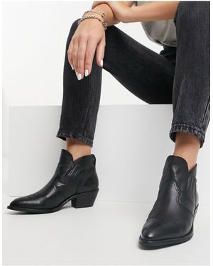 AllSaints Weiz Leather Cowboy Ankle Boot - Black