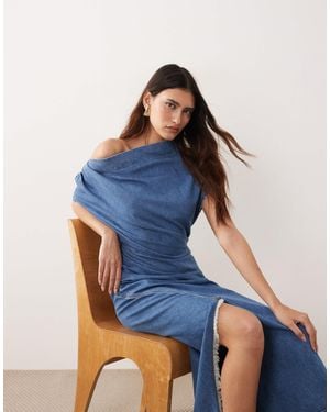 ARRANGE – drapiertes maxi-jeanskleid - Blau
