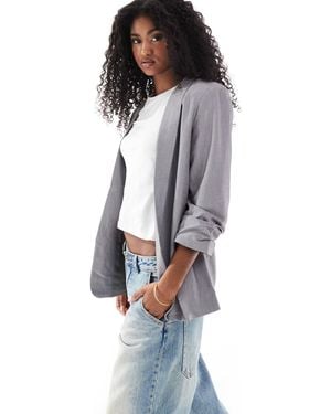 Pieces Ruched Sleeve Blazer - Blue