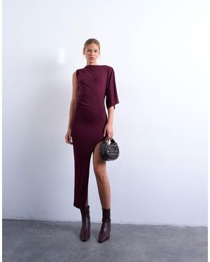 TOPSHOP Asymmetric Hem One Sleeve Maxi Dress - Purple