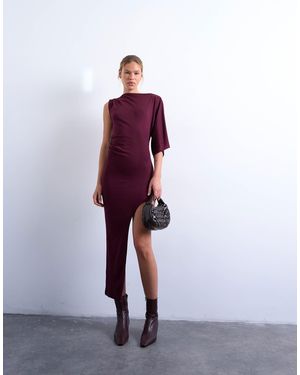 TOPSHOP Asymmetric Hem One Sleeve Maxi Dress - Purple