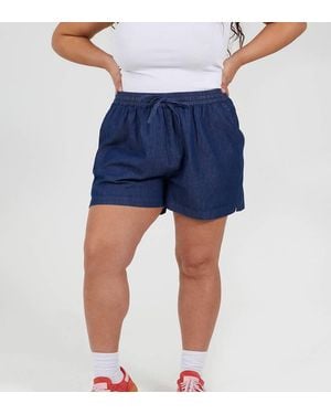Brave Soul Curve Elasticated Chambray Shorts - Blue