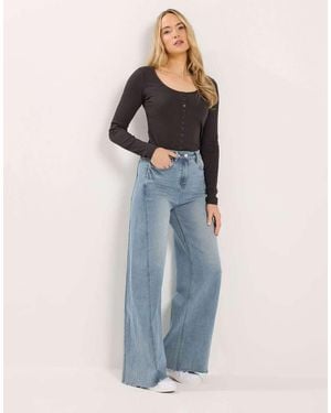 Long Tall Sally Twist Seam Wide Leg Jeans - Blue