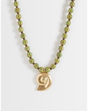 Mango Sea Shell Beaded Necklace - Metallic