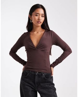Cotton On Zali Crossover Long Sleeve Top - Black