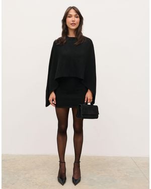 Pretty Lavish 2 In 1 Knitted Mini Dress With Cape In - Black