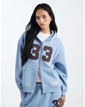 Collusion Number Zip Through Hoodie Co-ord - Blue