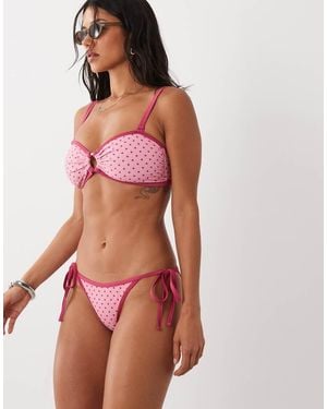 Peek & Beau Top Bikini A Fascia A Pois A Contrasto - Rosso