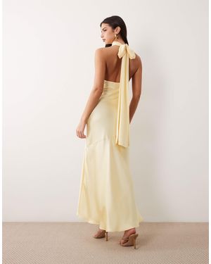 Gina Tricot Shawl Halterneck Maxi Dress - Natural