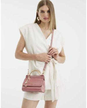 River Island Patent Metal Handle Mini Tote Bag - White