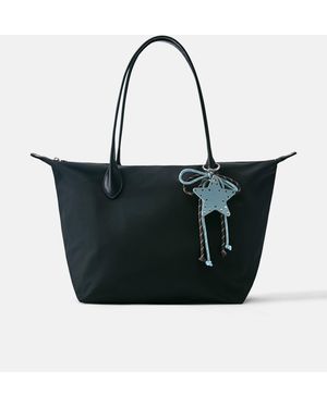Pull&Bear Cabas en nylon ornementé - Noir