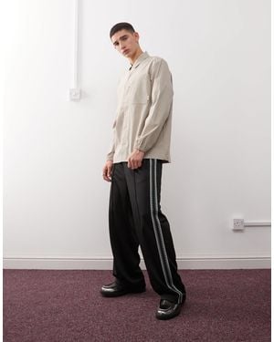 Weekday Wide Leg Sweatpants With Side Tape Details - White