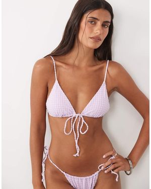 Gina Tricot Top Bikini A Triangolo Con Nodo Davanti Lilla Lavanda - Marrone