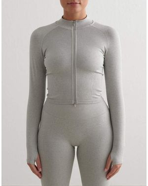 Aim'n Melange Shape Seamless Zip Jacket - Grey