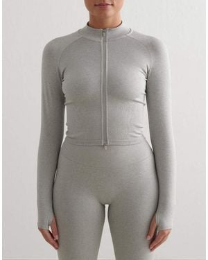 Aim'n Giacca Modellante Mélange Senza Cuciture Con Zip - Grigio