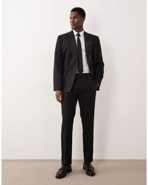ASOS Slim Suit Trouser With Tonal Micro Checkerboard Weave - Black