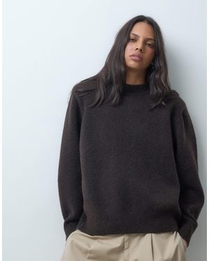 ASOS Pull long à épaules tombantes en chocolat - Noir
