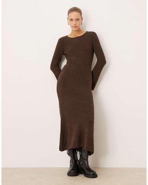 Vila Super Soft Fluffy Maxi Jumper Dress - Brown