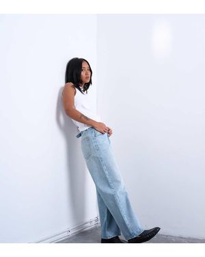 Topshop Unique Ruimvallende Jeans Met Lage Taille En Riempje - Blauw