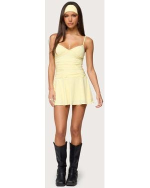 Edikted Deborah Ruched Mini Dress - Natural
