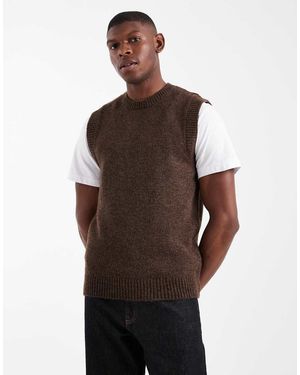 New Look Fluffy Knit Vest - Brown