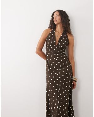 Brave Soul Halterneck Midi Dress - Brown