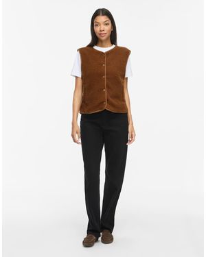 Vila Marlon Gilet Smanicato Girocollo Teddy - Marrone
