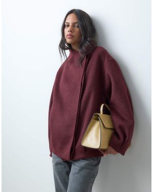 ASOS Short Formal Waterfall Coat With Wool - Purple