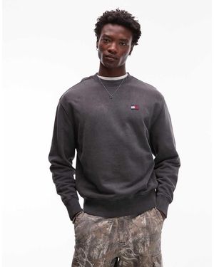 Tommy Hilfiger Felpa Slavato Con Stemma - Grigio