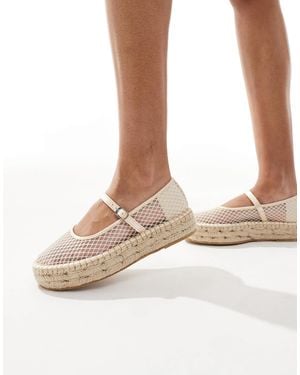 Glamorous – mary-jane-espadrilles aus netzstoff - Weiß