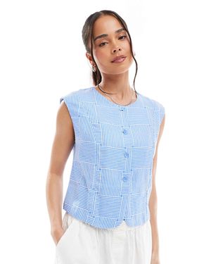 Object Cropped Waistcoat Top - Blue