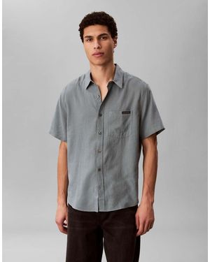Calvin Klein Casual Linen Short Sleeve Shirt - Grey