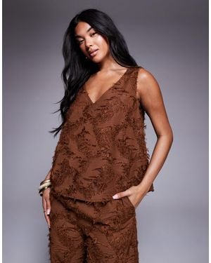 ASOS Tailored Button Back Textured Swing Top - Brown