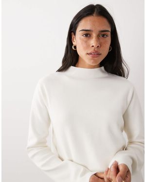 Mango High Neck Knit Top - White