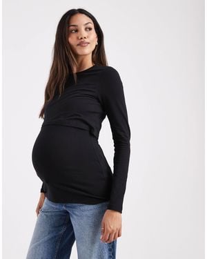 Mama.licious Mamalicious Maternity Nursing Function Long Sleeve Jersey Top - Blue