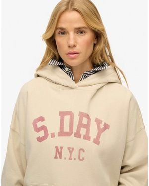 Superdry – athletic essentials – relaxed-fit-kapuzenpullover - Natur
