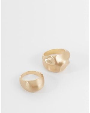 Reclaimed Vintage Unisex Molten Ring 2 Pack - Natural