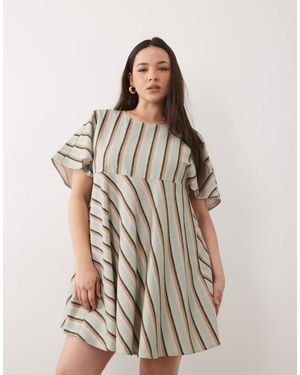 ASOS Asos Design Curve Smock T-shirt Mini Dress - Brown