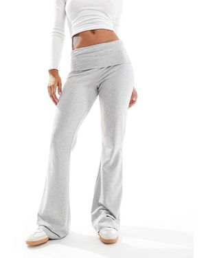 Pieces Wellness Fold Over Flared Yoga Style leggings - Grey