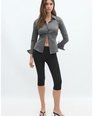 Stradivarius Basic Striped Fitted Shirt - Grey