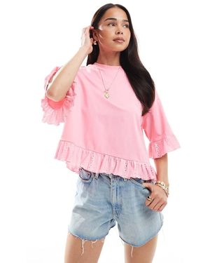 Miss Selfridge Ruffle Hem T-shirt - Red