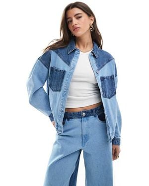 Pieces Oversized Western Denim Jacket Co-ord - Blue