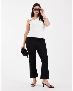 Vero Moda Sculpting Stretch High Waist Pleat Front Flare Trousers - White