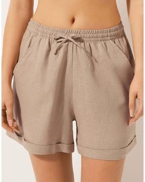 Calzedonia Linen And Viscose Shorts - Natural